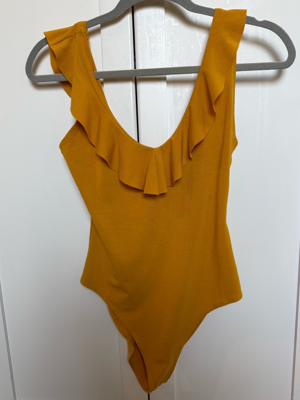 Mustard Ruffle Scoop Bodysuit